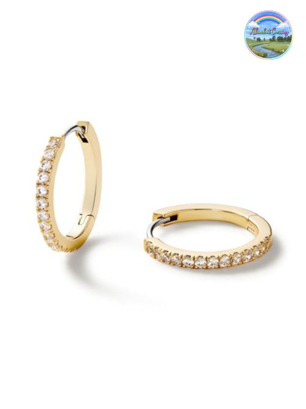 14K Gold Plated Huggie Hoop Earrings Pave CZ Hypoallergenic Tarnish Free